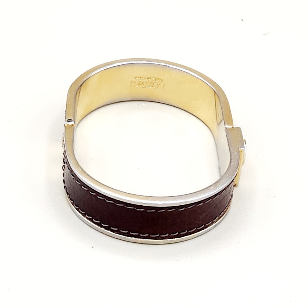 Loewe Vintage Logo Bangle Bracelet-Leather and Gold Plate - Picture 5 of 10